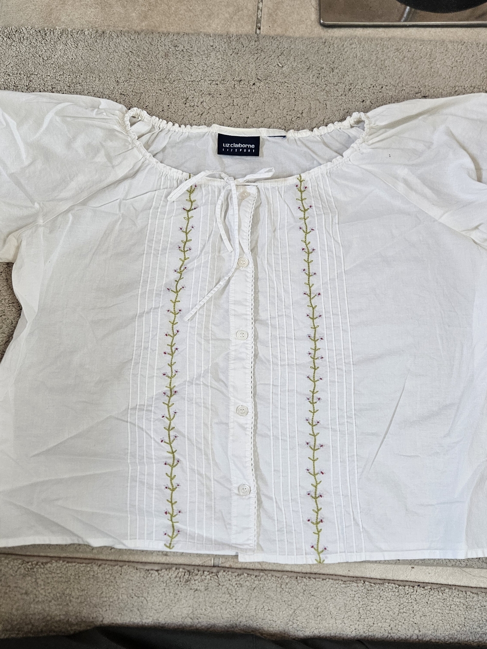 Liz Claiborne 2-Piece Set – Embroidered Blouse and Cropped Pants Size 8 - Picture 8 of 13